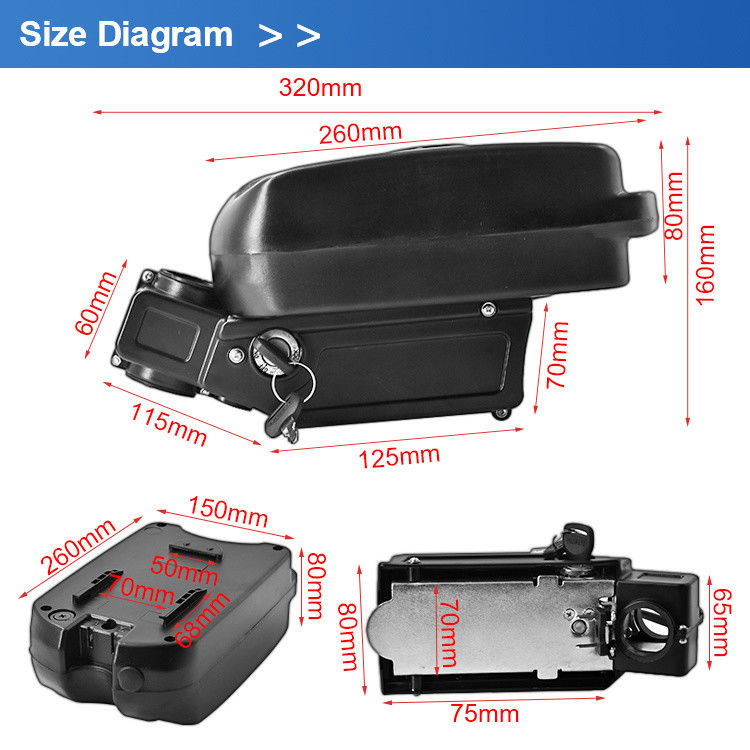 36V 10.4Ah 11.6Ah 18650 Little Frog E-Bike Battery Folding Small for Electric Bike Scooter