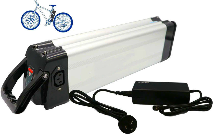                  36V 13ah 468 Wh Silver Fish Ebike Battery Top Discharge RCA Charging Port             