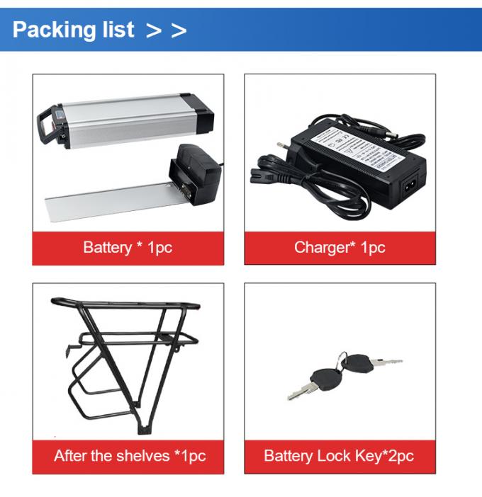 48V10ah 12ah 15ah 20ah Rack Ebike Lithium 18650 Ion Rechargeable Battery for Bicycle 36V Bicycle Battery 18Ah Silver E-Bike Battery with bracket, Battery charge