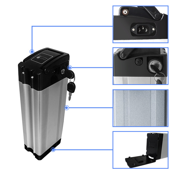 24V 48V Aluminum Case Silver Fish Seat Tube Ebike Rechargeable Battery Replacement Battery E-Bike Battery 7