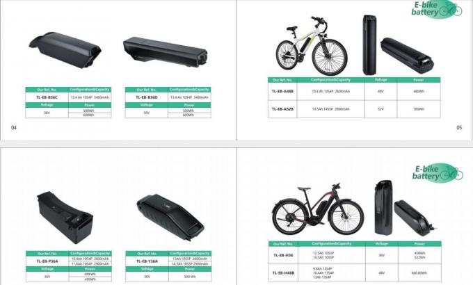 36V 12ah 13ah 14.5ah 15.6ah 17.4ah E Bike Battery Samsung Zhenlong Cells Silverfish Style E-Bike Battery 12